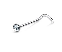 2mm Round Rhinestone Silver Curved Nose Stud NSKB-12